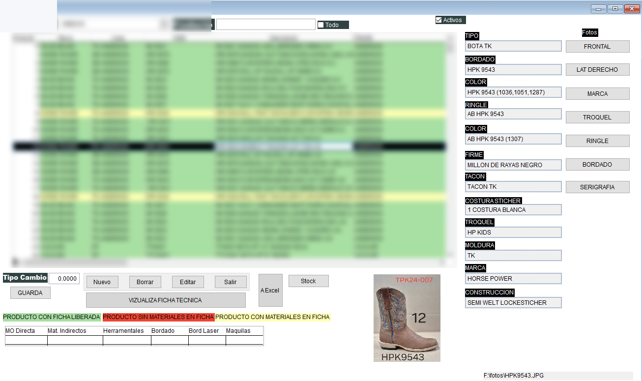 Sistema ORTISOFT para catálogo y especificación de producto de calzado