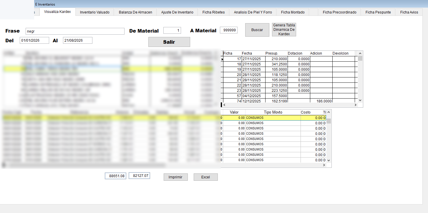 Inventarios y kardex en ORTISOFT