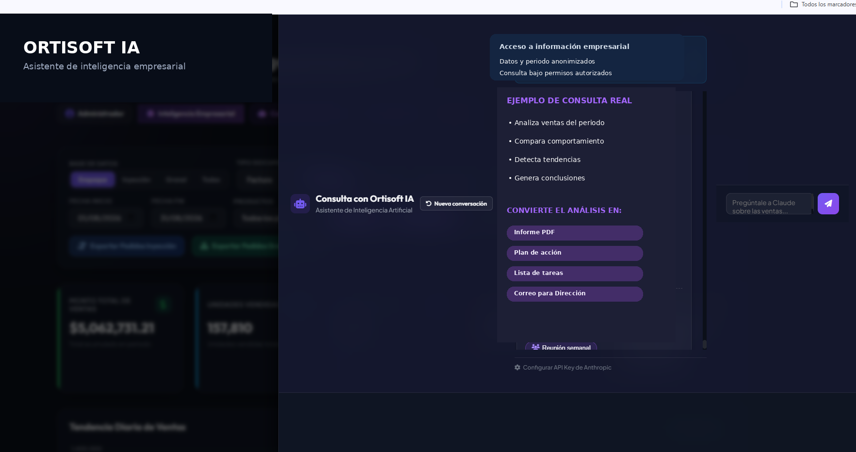 ORTISOFT IA - consulta empresarial real anonimizada